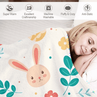 DiCasser Happy Eastery Bunny Bake s jastukom opružnom cvijećem lagane ćebad za kauč kauč