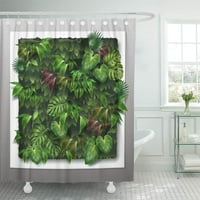 Bijeli biljni vrtni zidni zidni tropski listovi na sivom kupatilu za kupanje zavoja za kupanje