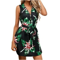 Ljetne haljine za prodaju za žene za žene s kratkim rukavima košulja s cvjetnim uzorkama V-izrez Mini