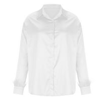 Košulje za žene Dressy Casual Plus size kruni sa ovratnicom s dugim rukavima bijeli s
