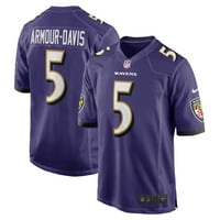 Muški Nike Jalyn Armor-Davis Purple Baltimore Ravens Game dres igrača