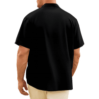 Crna košulja Muška majica Devil Majica Ispiši Regularni Pokretni džepni gumb s kratkim rukavima dole