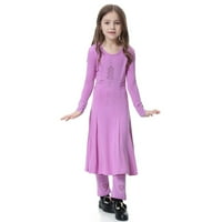 Dječja djevojka Abaya Dugi rukav Maxi puna dužina haljina za odjeću