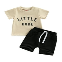 Allshope Toddler Boys Ljetni outfit setovi kratki rukav O vrat pisma Ispis majica + kratke hlače
