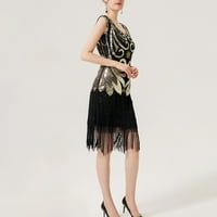 Ženska moda Retro Sequin V-izrez Haljina za regu Sparkly Glitter Party Club Dužina koljena Večernja