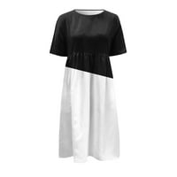 APEPAL ženske ljetne maxi haljine kratki rukav Boho print Swing a-line haljina s džepovima bijela XL