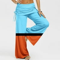 Jalioing Womens Lounge pantalonska pantalonaste rastegnute visoke ravne ravne boje blokiranje boja od