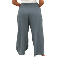 Ženske pamučne posteljine labave ležerne hlače elastična struka joga ljetnje plaže pantalone hlače s