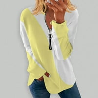 Ženski ljetni vrhovi Henley casual bluza Grafički otisci Žene košulje Dugih rukava Žuta m