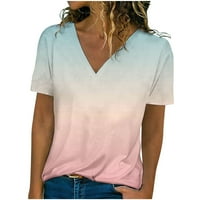 Mikilon Žene Ležerne prilike s kratkim rukavima s kratkim rukavima V-izrez T-majice Majice Labavi ženski
