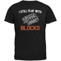 Auto trci I dalje se igram sa blokovima Crna odrasla majica