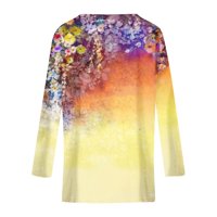 MLQIDK Womens Plus veličine T košulje s dugim rukavima V izrez cvjetni ispisani jesen kauzalni tee vrhovi