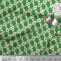 Soimoi Zelena pamučna pamučna tkanina cvjetna ploča za akvarel tisak šivaći tkaninu dvorište široko