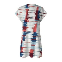 Ženski 4. juli Haljina Patriotska haljina za majicu Ljetna casual USA Zastava tiskane V izrez kratkih