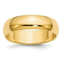 Sterling srebrne žute pozlaćene obične klasične kupole Vjenčani prsten veličine 9.5