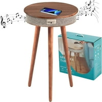 Toousst okrugli pametni kraj stol, 23,6 stol zvučnika za dnevni boravak, Bluetooth bočni stol sa USB
