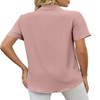 Paille dame majice dolje niz vrhove bluza s kratkim rukavima Elegantna radna tunika košulja ružičasta 2xl
