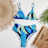 TAWOP osip opruga kupaći kostim modne žene seksi solidne dvije bikini kupaći kostim plave veličine 4