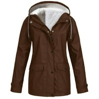 Zunfeo jakna za žene - puna kišna jakna na otvorenom jakne s kapuljačom s kapuljačom, vjetrootrna smeđa