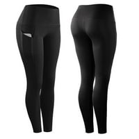 Žene Kompresije Skinny Fitness Taggings Žene Stretch Sportske odjeće Ležerne hlače s džepom crna m