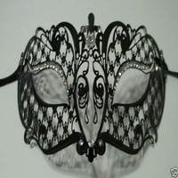 Crna kristalna laserska rez venecijanska maska ​​maska ​​Ball Halloween Metal Filigran
