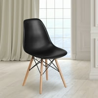 Flash Namještaj Plastična stolica sa drvenim nogama crna