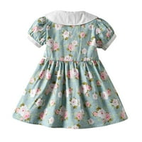 Caveitl 12-mjeseci dječji djeci Dječji djevojčice Ljeto Retro Print Puffess haljina rukava haljina +