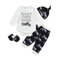 Bear 3-mjeseci Baby Boys Romper Outfits Newborn Boys Jesen Zimska odjeća Crtani motocikl Print okrugli