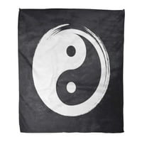 Bacanje pokrivača toplo ugodno print flanel četkica yin yang u zen krugu na Blackboard Simbol Yoga udoban mekani za krevet i kauč