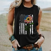 Ljetne žene Američkim stavovima za zastavu USA USA zastava zvijezde Stripes tiskani majica bez rukava