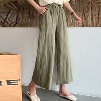 Eguiwyn ženske pune boje pamučne pantalone za žene Ljeto casual elastični struk labavi raskriveni široki