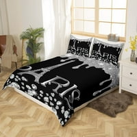 Prekrivač za pokrov KING Paris Paris Komfornik za žene Crno-bijelo romantična toranjska posteljina Poklopac