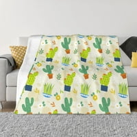 Prekrivač od runa za kauč, simpatični kaktus doodle mašine za pranje za pranje za kauč na otvorenom