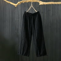 Ženske hlače čišćenje ženskih casual labavih bagerg džepa hlače modne pantalone za repute Količine pamučne i posteljine hlače Povrat crne boje