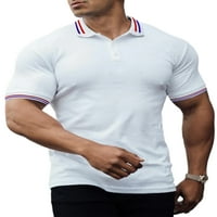Avamo Muškarci Ljetni vrhovi Dugmas T košulje rever vrat Majica Muška casual tee bluza za plažu bijela