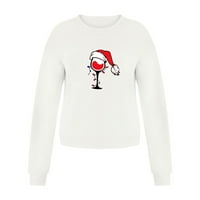 Duks božićni grafički casual okrugli vrat pulover Lagana majica lagana vrhova duksela bez kapuljače