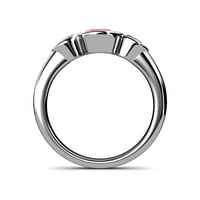 Rhodolite Garnet i Diamond Infinity Tri kamenog prstena 1. CT TW u 14K bijelo zlato .Size 5.0