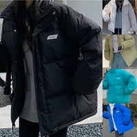 Ženske zimske puffer jakne casual štand ovratnik dugih rukava s patentnim zatvaračem dolje kaputi s čvrstim toplim baggy prekrivanim jaknom