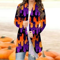 Strunđati Ženska modna casual Halloween Print Srednjow srednje kardigan jaknu kaput