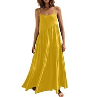 Žene Čvrsto boemska casual mini plaža haljina na plaži na plaži na plaži Halter duga haljina, žuta,