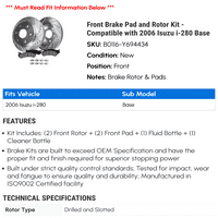 Prednja kočna ploča i rotorski komplet - kompatibilan sa Isuzu I- bazom