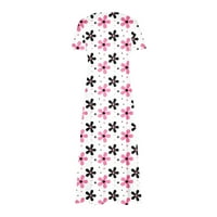 Ženski vrhovi Ženski ljetni modni ispisani kratki rukav Okrugli suspender za suspenzije pulover haljina