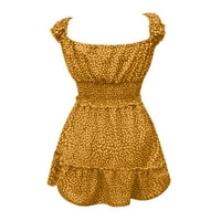 Eguiwyn Ležerne haljine za žene Trendi ženski ljetni naleti rukav rukav Dress Haljina mini haljina Sunderss i žuti 3xlï¼