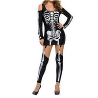 Maturalne haljine za žene maskirajući kostur skeleta s kostura s dugim rukavima na ramenu s dugim rukavima