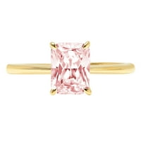 1.0ct blistavo ružičasto ružičasti simulirani dijamant 18k žuti zlatni gravirajući izjavu godišnjica