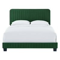 Okvir kreveta s tufama platformom, kraljica, baršun, zelena, moderan suvremeni urbani dizajn, magistar
