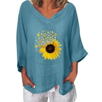Posteljina za žene Ljeto kratkih rukava Bluze Regularne fit t majice Pulover Ties The Sunflower Ispiši