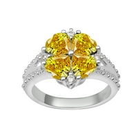 Oblik srca Žuta CZ srebrni ženski prsten za žene