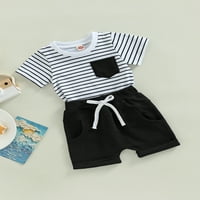 Aturuste 3T novorođenčad kratke hlače Summer odjeća setovi prugasta majica kratkih rukava s elastičnim