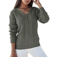 Ketyyh-CHN pulover džemperi za žene pleteni džemper s dugim rukavima Jumper Grey, S